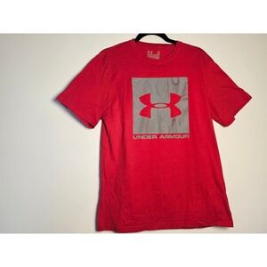 [Athletic] Under Armour Charged Cotton T-Shirt Mens Large Red Box Logo HeatGear